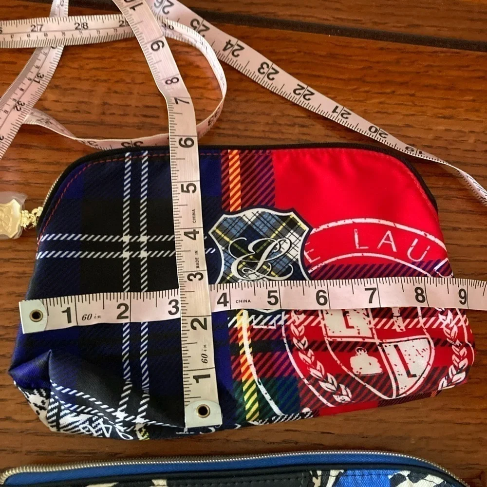 Lot of 4 Estée Lauder Lilly Pulitzer Red Blue Tartan New Makeup bags